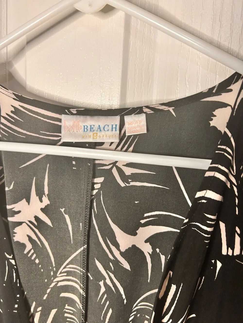 Belle Beach by‎ Kim Gravel Printed Tie Front Cover Up MP / LP Black White